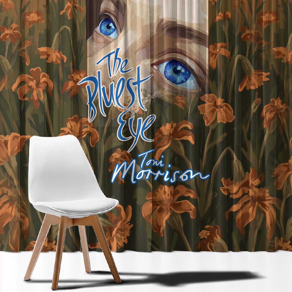 Toni Morrison Window Curtain Floral Themed Design Featuring The Bluest Eye Cover Art Thought-Provoking Quote - Wonder Print Shop