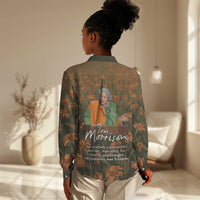 Toni Morrison Women Casual Shirt Floral Themed Design Featuring The Bluest Eye Cover Art Thought-Provoking Quote - Wonder Print Shop