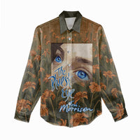 Toni Morrison Women Casual Shirt Floral Themed Design Featuring The Bluest Eye Cover Art Thought-Provoking Quote - Wonder Print Shop