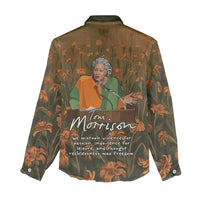 Toni Morrison Women Casual Shirt Floral Themed Design Featuring The Bluest Eye Cover Art Thought-Provoking Quote - Wonder Print Shop