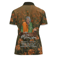 Toni Morrison Women Polo Shirt Floral Themed Design Featuring The Bluest Eye Cover Art Thought-Provoking Quote - Wonder Print Shop