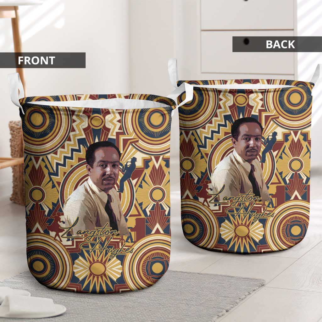 Langston Hughes Laundry Basket Vibrant Jazz Age Pattern - Typewriter and Silhouettes Celebration of Harlem Renaissance - Wonder Print Shop