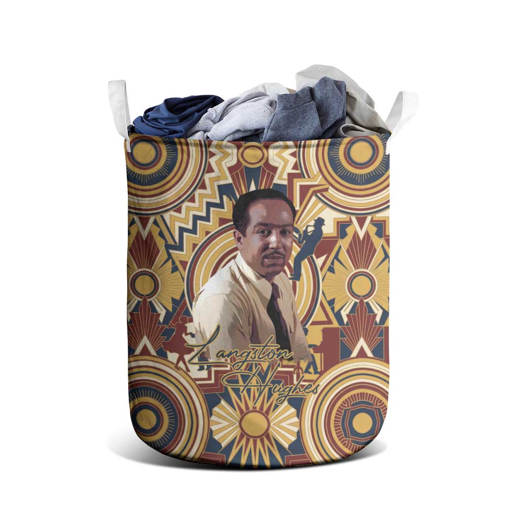 Langston Hughes Laundry Basket Vibrant Jazz Age Pattern - Typewriter and Silhouettes Celebration of Harlem Renaissance - Wonder Print Shop