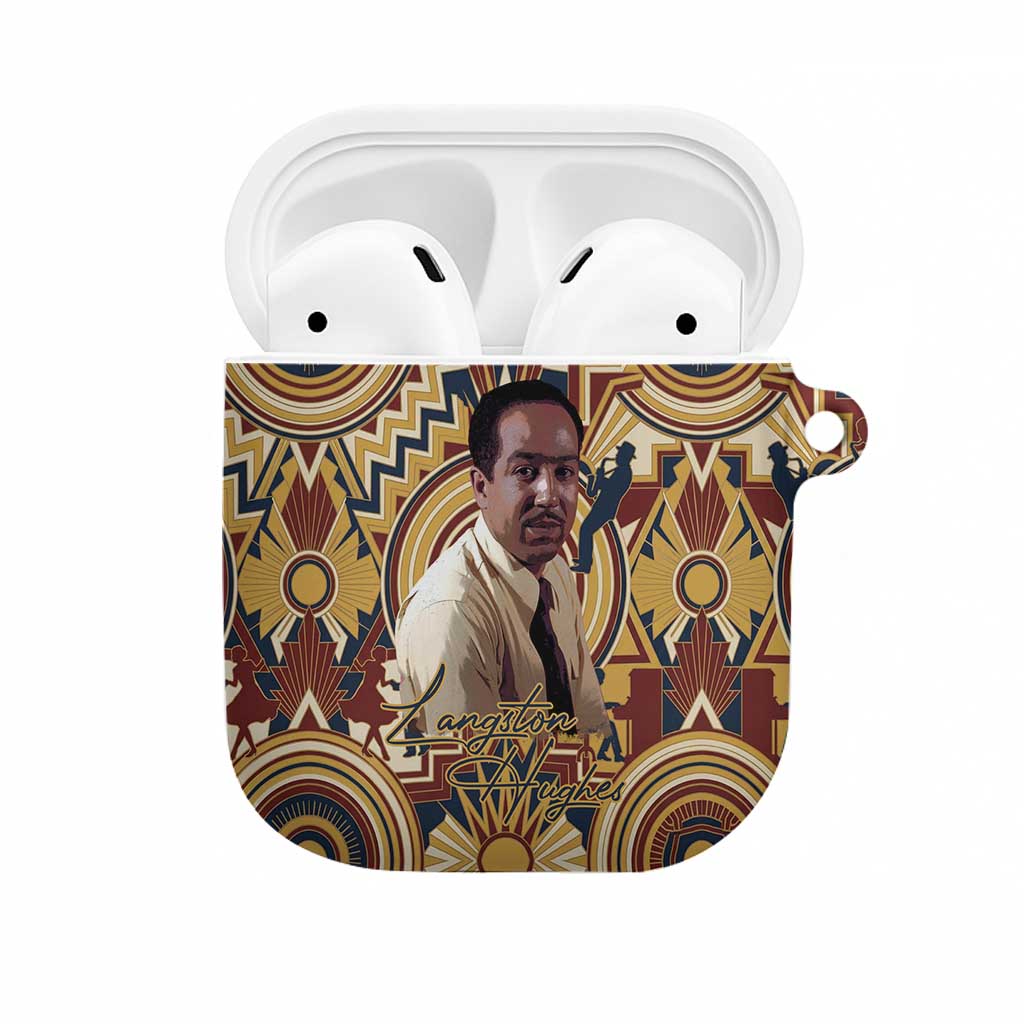 Langston Hughes AirPods Case Vibrant Jazz Age Pattern - Typewriter and Silhouettes Celebration of Harlem Renaissance - Wonder Print Shop