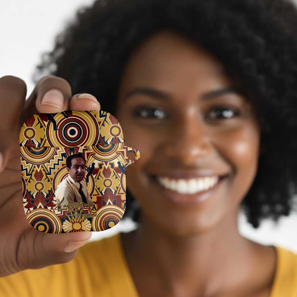 Langston Hughes AirPods Case Vibrant Jazz Age Pattern - Typewriter and Silhouettes Celebration of Harlem Renaissance - Wonder Print Shop