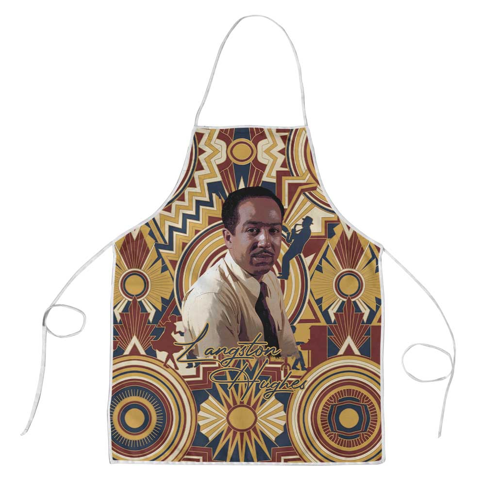 Langston Hughes Apron Vibrant Jazz Age Pattern - Typewriter and Silhouettes Celebration of Harlem Renaissance - Wonder Print Shop