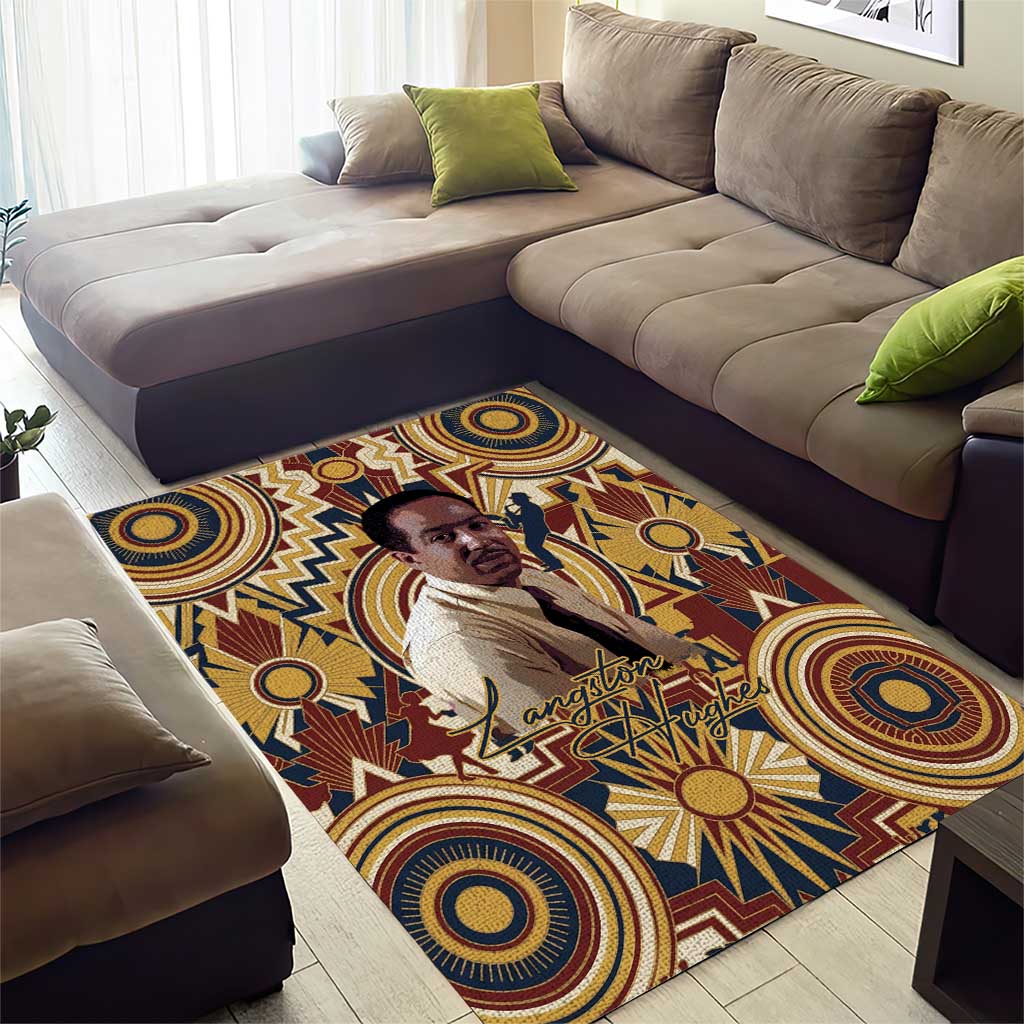 Langston Hughes Area Rug Vibrant Jazz Age Pattern - Typewriter and Silhouettes Celebration of Harlem Renaissance - Wonder Print Shop