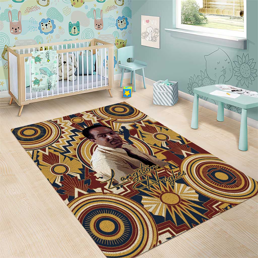 Langston Hughes Area Rug Vibrant Jazz Age Pattern - Typewriter and Silhouettes Celebration of Harlem Renaissance - Wonder Print Shop
