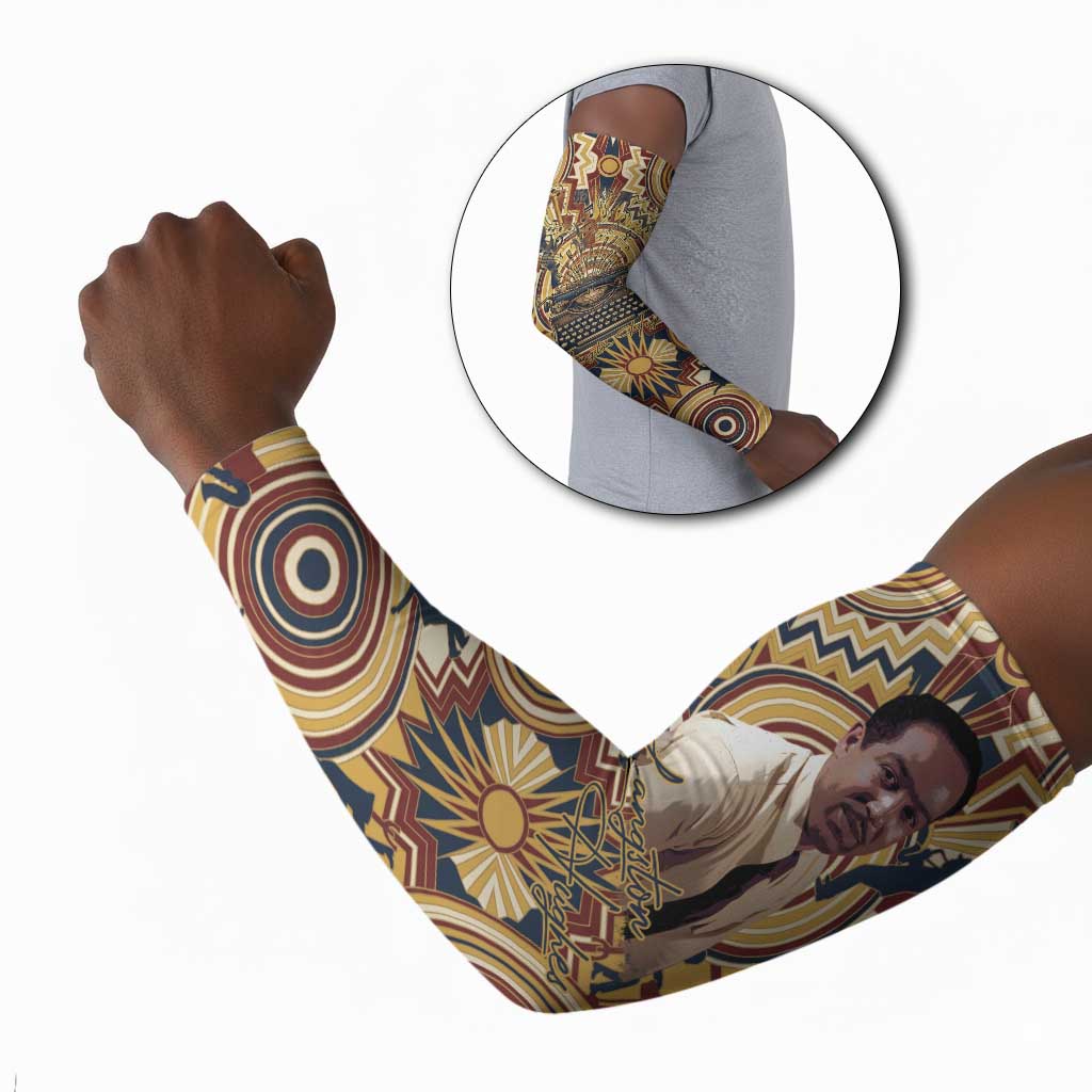 Langston Hughes Arm Sleeves Vibrant Jazz Age Pattern - Typewriter and Silhouettes Celebration of Harlem Renaissance - Wonder Print Shop