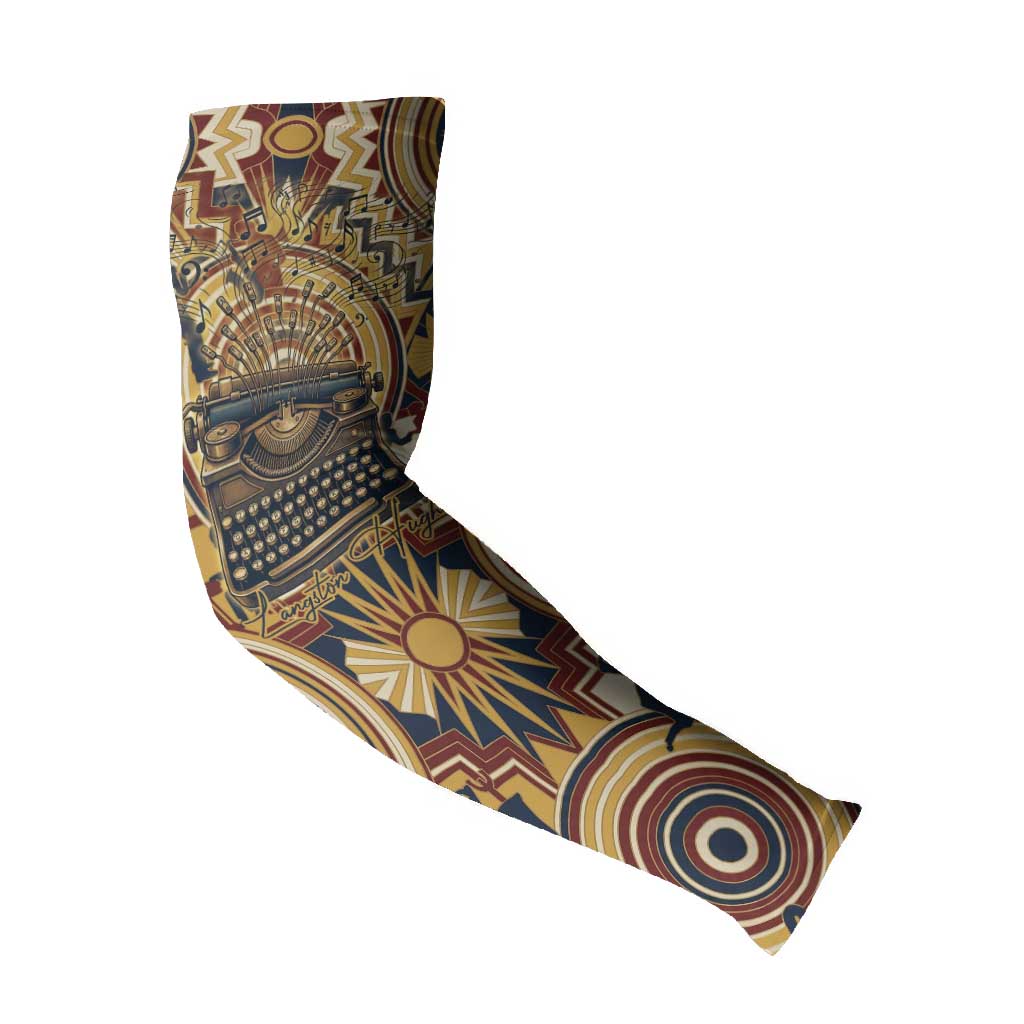Langston Hughes Arm Sleeves Vibrant Jazz Age Pattern - Typewriter and Silhouettes Celebration of Harlem Renaissance - Wonder Print Shop