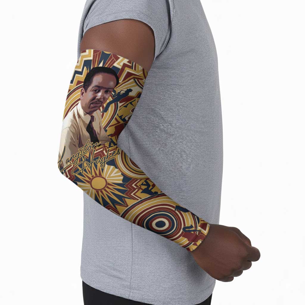 Langston Hughes Arm Sleeves Vibrant Jazz Age Pattern - Typewriter and Silhouettes Celebration of Harlem Renaissance - Wonder Print Shop