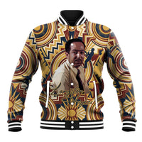 Langston Hughes Baseball Jacket Vibrant Jazz Age Pattern - Typewriter and Silhouettes Celebration of Harlem Renaissance - Wonder Print Shop