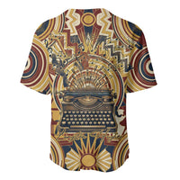 Langston Hughes Baseball Jersey Vibrant Jazz Age Pattern - Typewriter and Silhouettes Celebration of Harlem Renaissance - Wonder Print Shop