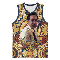Langston Hughes Basketball Jersey Vibrant Jazz Age Pattern - Typewriter and Silhouettes Celebration of Harlem Renaissance - Wonder Print Shop