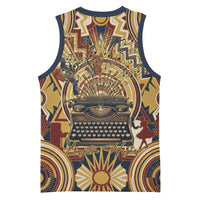 Langston Hughes Basketball Jersey Vibrant Jazz Age Pattern - Typewriter and Silhouettes Celebration of Harlem Renaissance - Wonder Print Shop