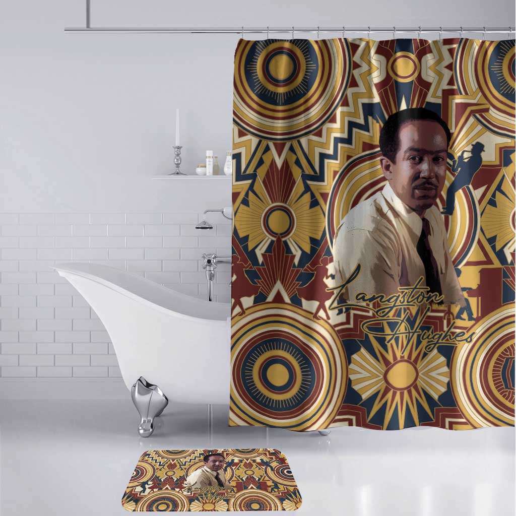Langston Hughes Bathroom Set Vibrant Jazz Age Pattern - Typewriter and Silhouettes Celebration of Harlem Renaissance - Wonder Print Shop