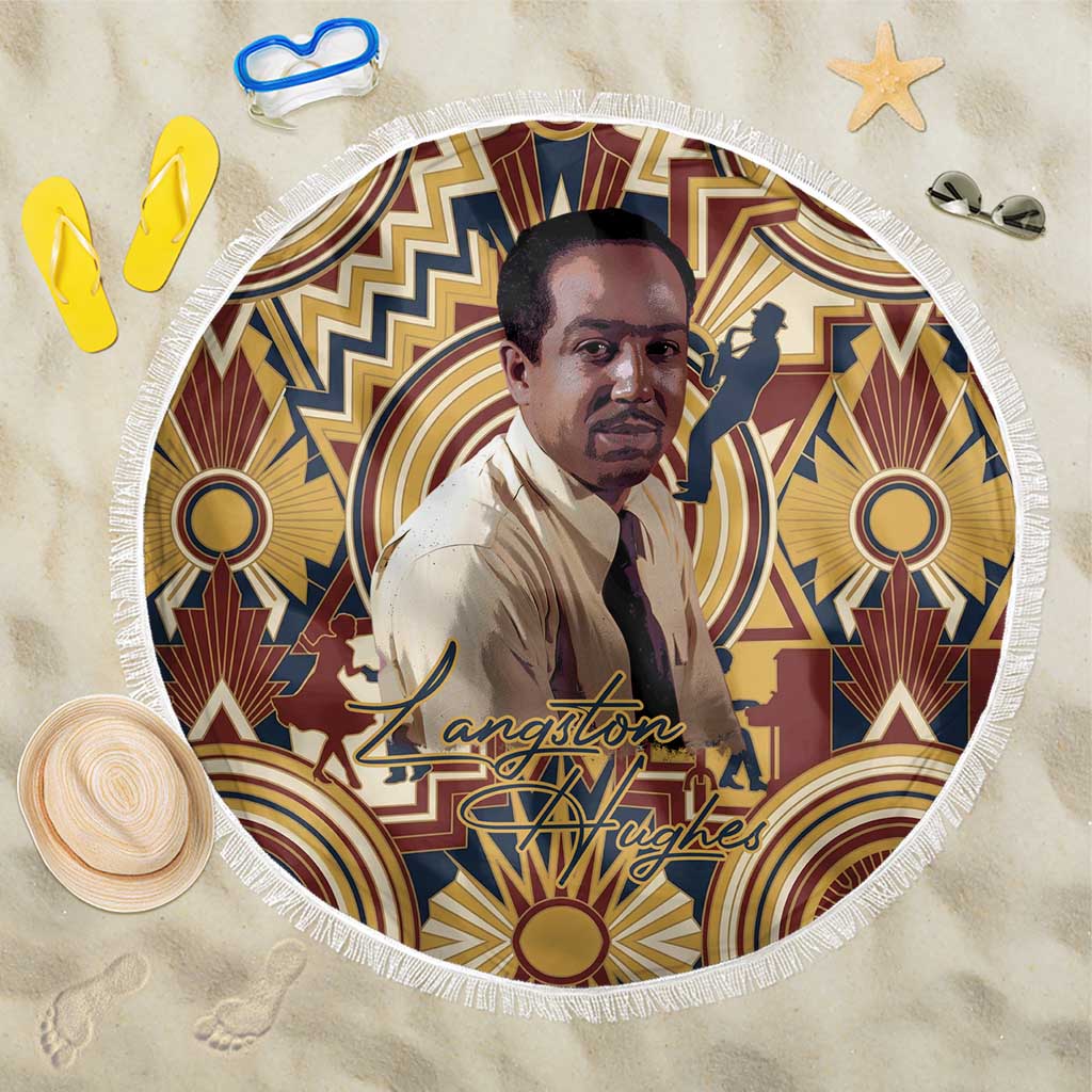 Langston Hughes Beach Blanket Vibrant Jazz Age Pattern - Typewriter and Silhouettes Celebration of Harlem Renaissance - Wonder Print Shop