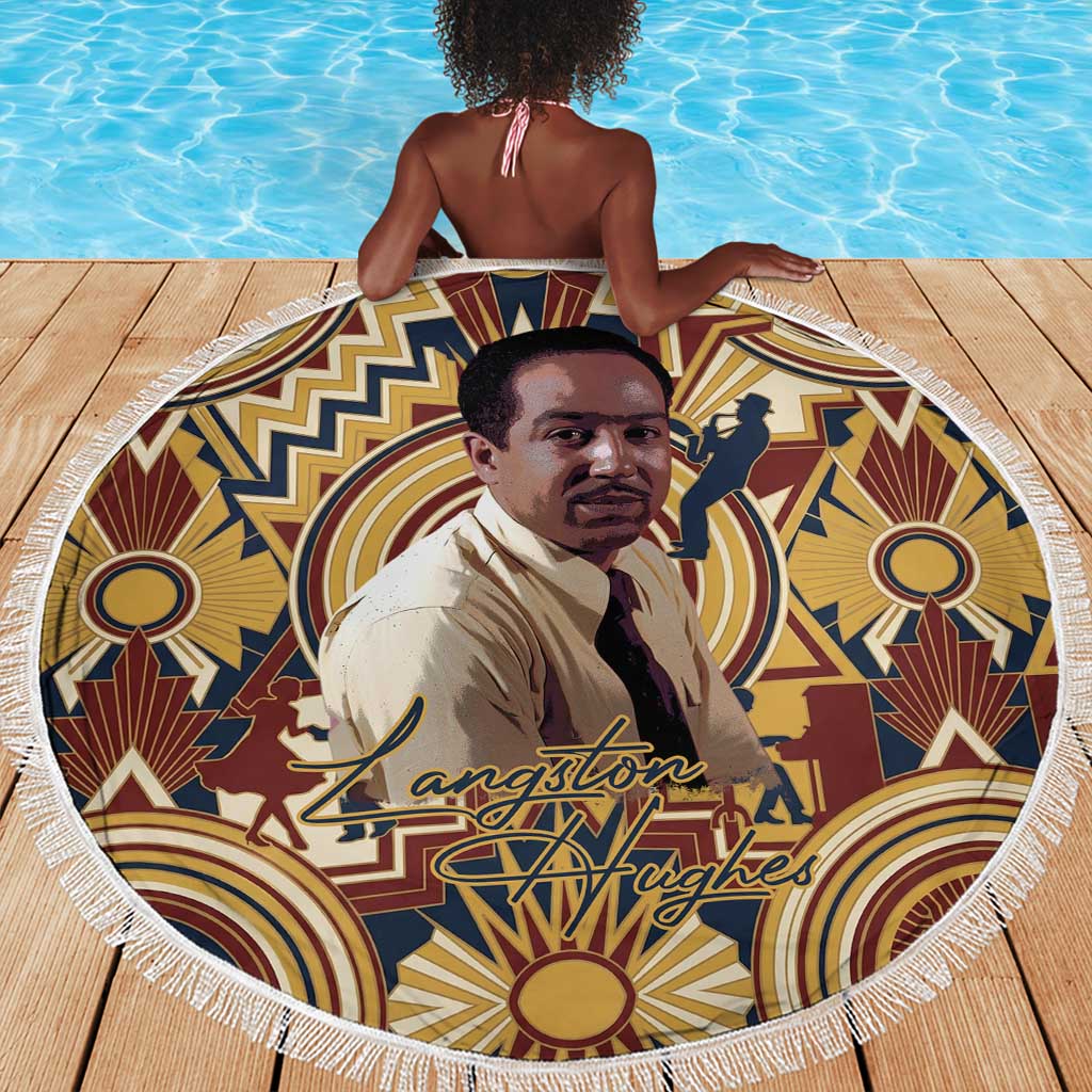 Langston Hughes Beach Blanket Vibrant Jazz Age Pattern - Typewriter and Silhouettes Celebration of Harlem Renaissance - Wonder Print Shop