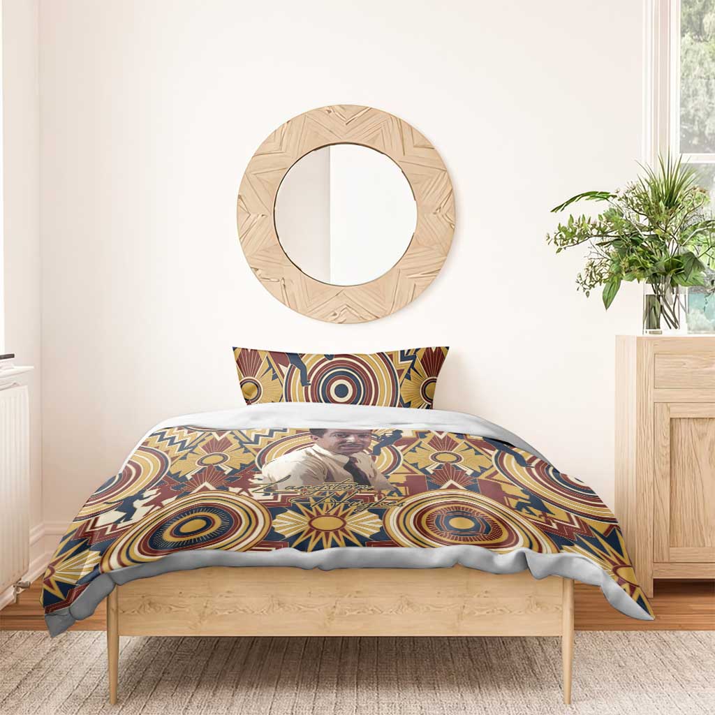 Langston Hughes Bedding Set Vibrant Jazz Age Pattern - Typewriter and Silhouettes Celebration of Harlem Renaissance - Wonder Print Shop