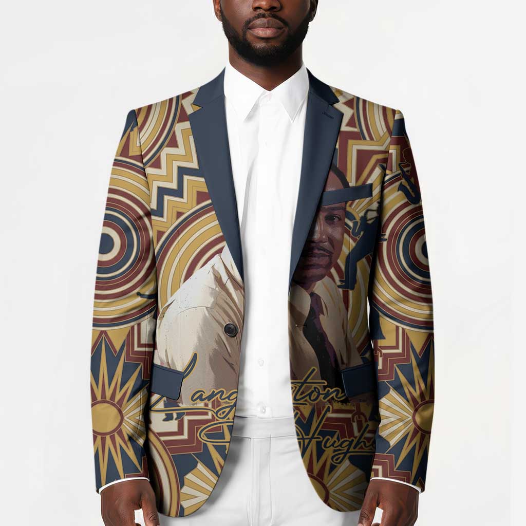 Langston Hughes Blazer Vibrant Jazz Age Pattern - Typewriter and Silhouettes Celebration of Harlem Renaissance - Wonder Print Shop