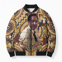 Langston Hughes Bomber Puffer Jacket Vibrant Jazz Age Pattern - Typewriter and Silhouettes Celebration of Harlem Renaissance - Wonder Print Shop