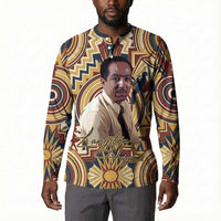 Langston Hughes Button Sweatshirt Vibrant Jazz Age Pattern - Typewriter and Silhouettes Celebration of Harlem Renaissance