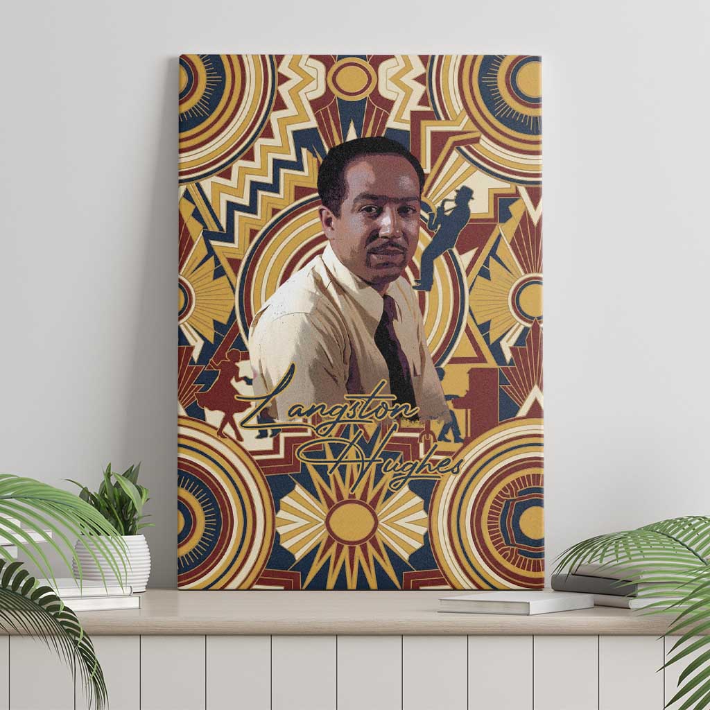 Langston Hughes Canvas Wall Art Vibrant Jazz Age Pattern - Typewriter and Silhouettes Celebration of Harlem Renaissance - Wonder Print Shop