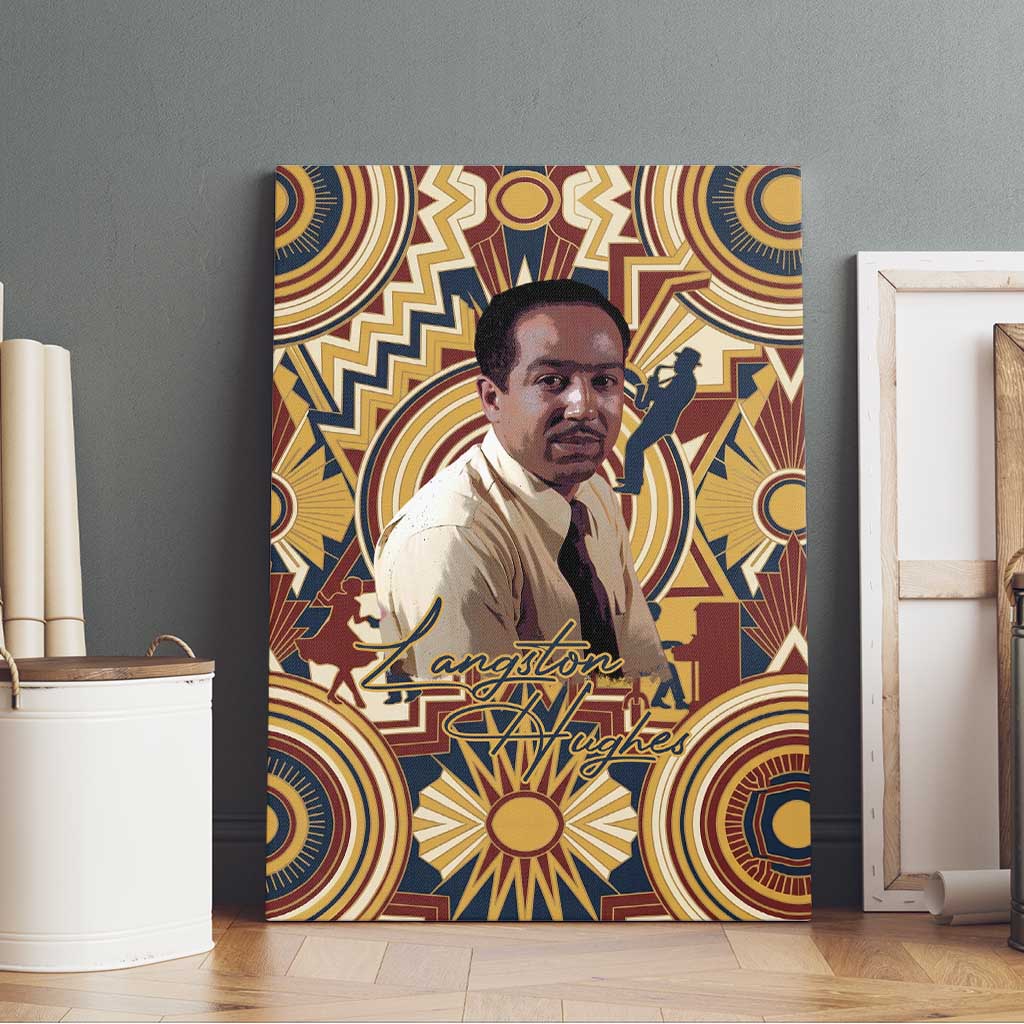 Langston Hughes Canvas Wall Art Vibrant Jazz Age Pattern - Typewriter and Silhouettes Celebration of Harlem Renaissance - Wonder Print Shop
