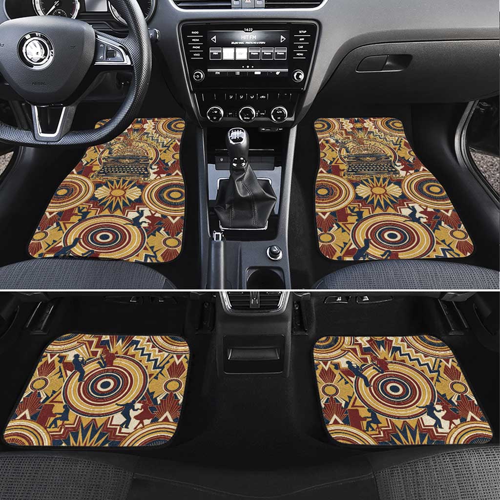 Langston Hughes Car Mats Vibrant Jazz Age Pattern - Typewriter and Silhouettes Celebration of Harlem Renaissance - Wonder Print Shop