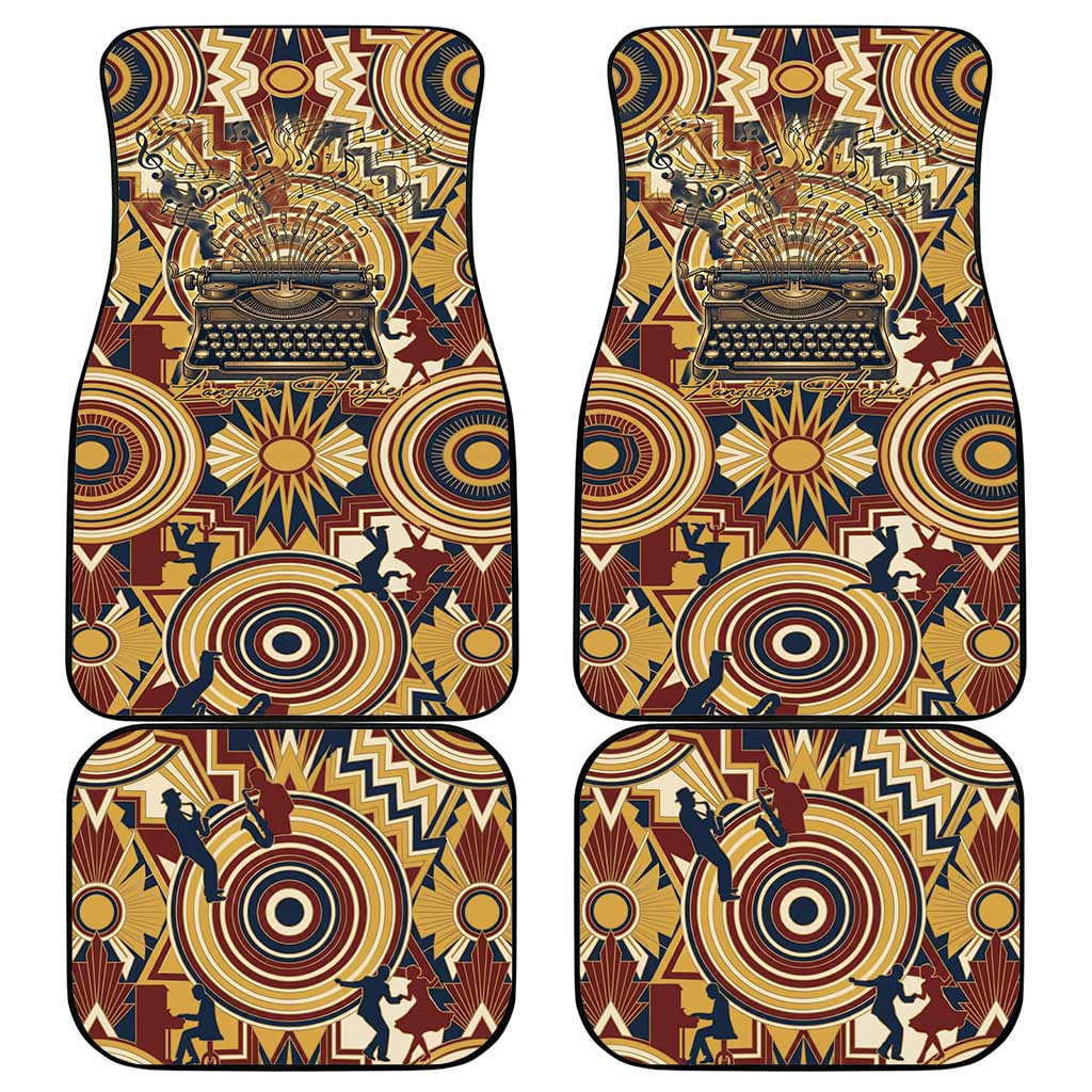 Langston Hughes Car Mats Vibrant Jazz Age Pattern - Typewriter and Silhouettes Celebration of Harlem Renaissance - Wonder Print Shop