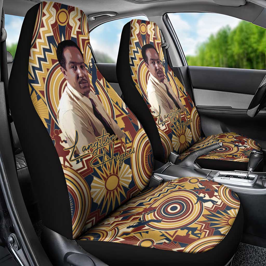 Langston Hughes Car Seat Cover Vibrant Jazz Age Pattern - Typewriter and Silhouettes Celebration of Harlem Renaissance - Wonder Print Shop