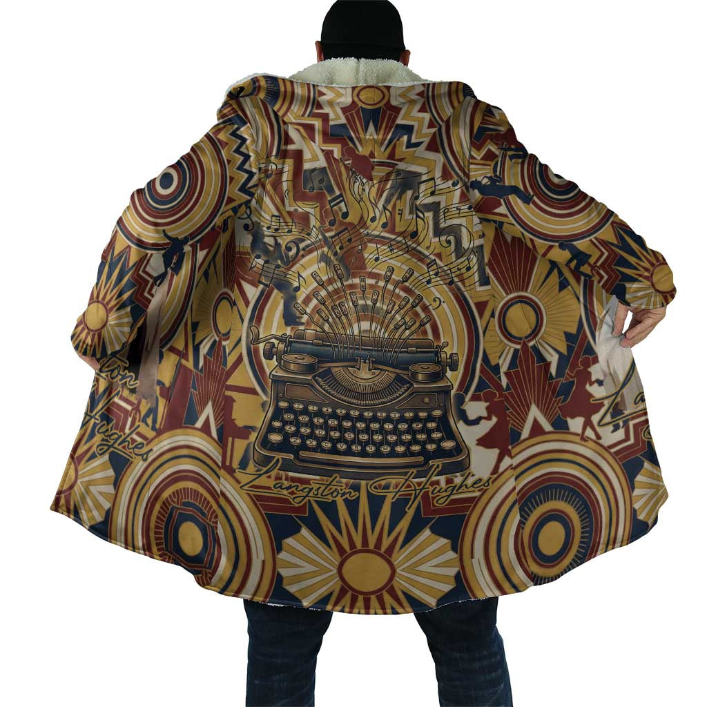 Langston Hughes Cloak Vibrant Jazz Age Pattern - Typewriter and Silhouettes Celebration of Harlem Renaissance - Wonder Print Shop