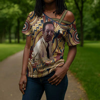 Langston Hughes Cross Shoulder Shirt Vibrant Jazz Age Pattern - Typewriter and Silhouettes Celebration of Harlem Renaissance - Wonder Print Shop