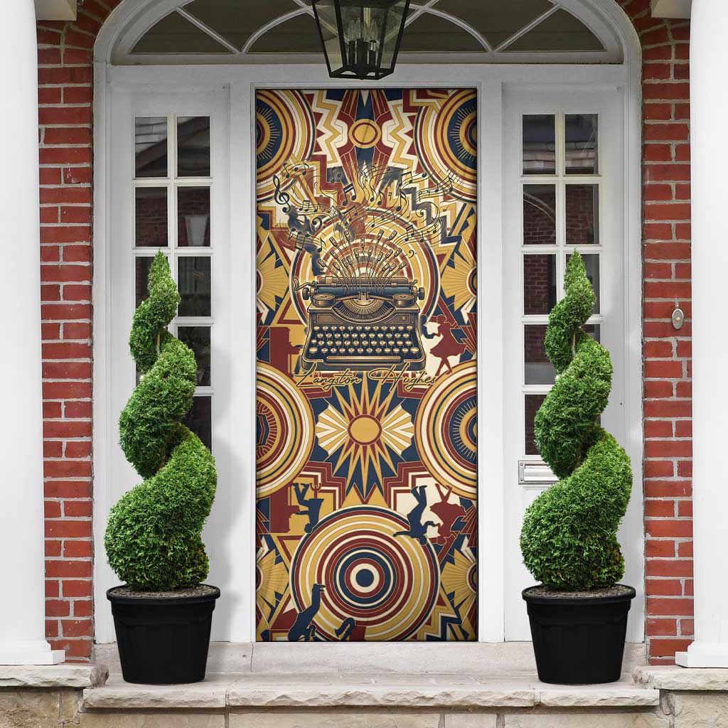 Langston Hughes Door Cover Vibrant Jazz Age Pattern - Typewriter and Silhouettes Celebration of Harlem Renaissance - Wonder Print Shop
