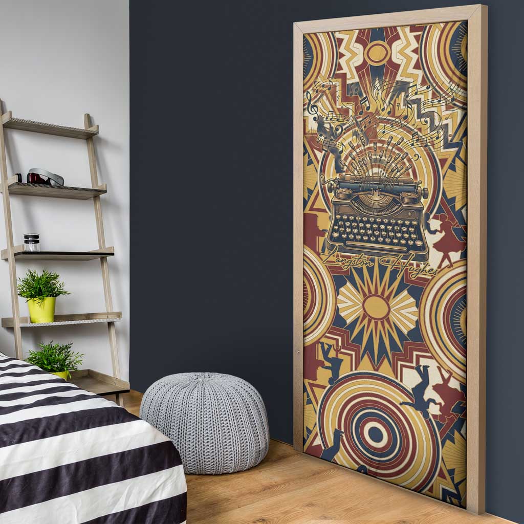 Langston Hughes Door Cover Vibrant Jazz Age Pattern - Typewriter and Silhouettes Celebration of Harlem Renaissance - Wonder Print Shop