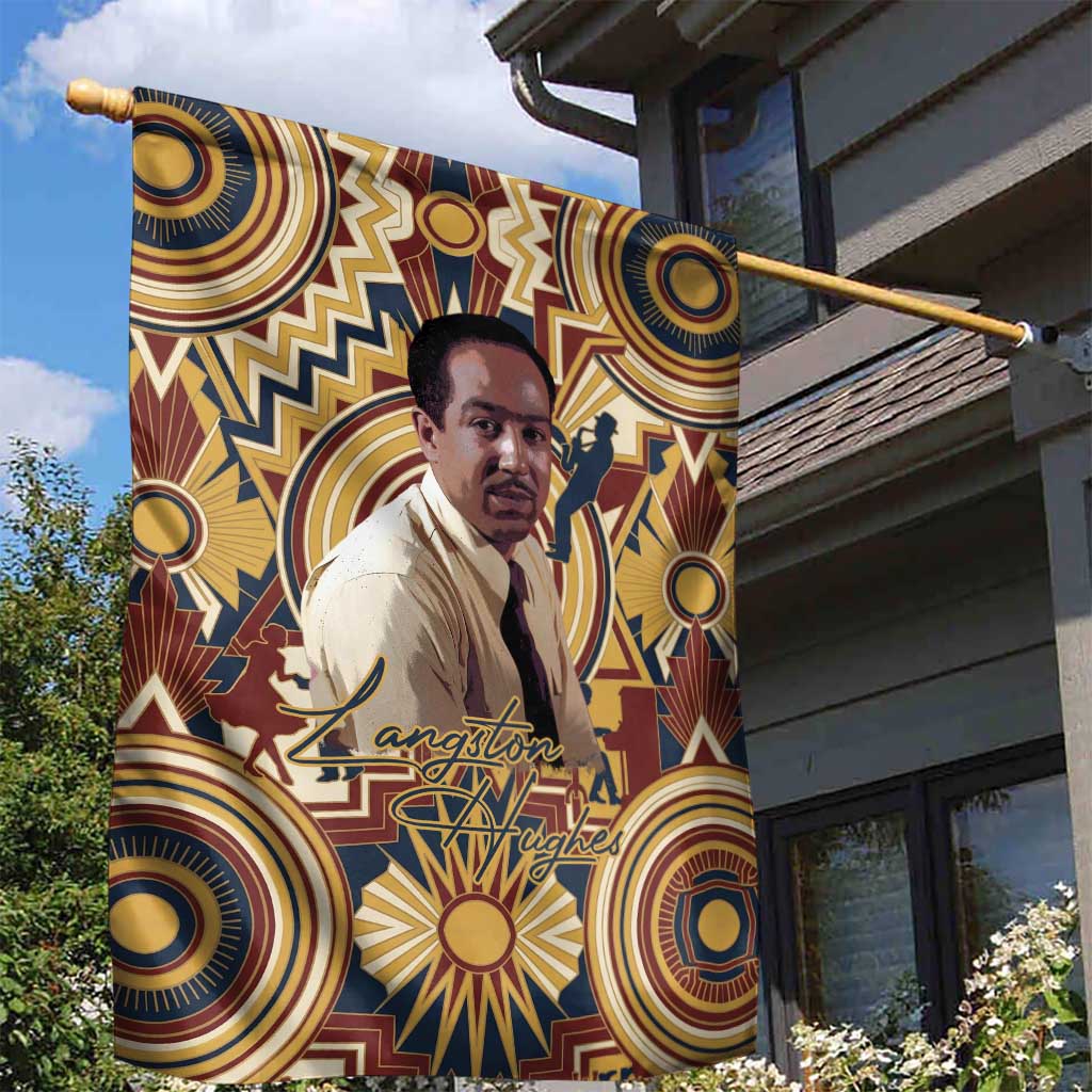 Langston Hughes Garden Flag Vibrant Jazz Age Pattern - Typewriter and Silhouettes Celebration of Harlem Renaissance - Wonder Print Shop
