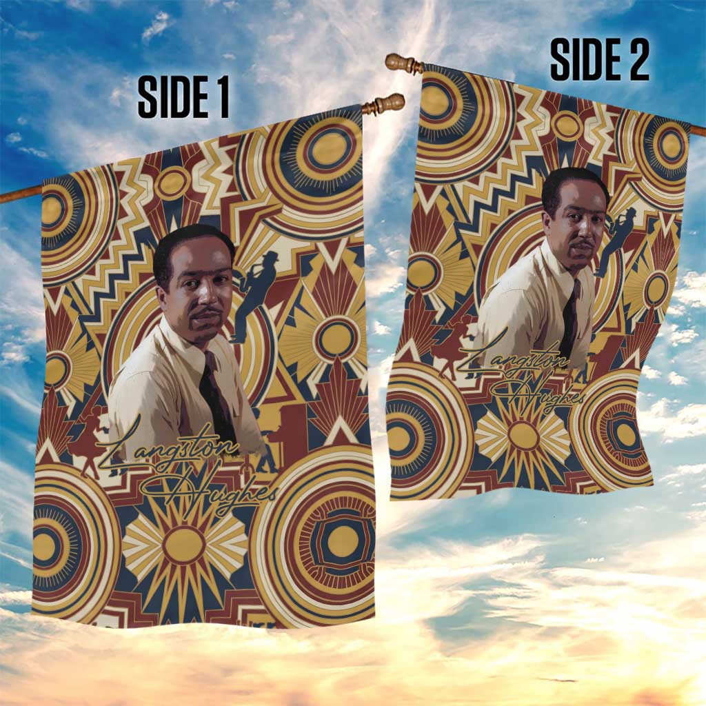 Langston Hughes Garden Flag Vibrant Jazz Age Pattern - Typewriter and Silhouettes Celebration of Harlem Renaissance - Wonder Print Shop