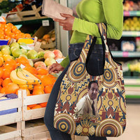 Langston Hughes Grocery Bag Vibrant Jazz Age Pattern - Typewriter and Silhouettes Celebration of Harlem Renaissance - Wonder Print Shop