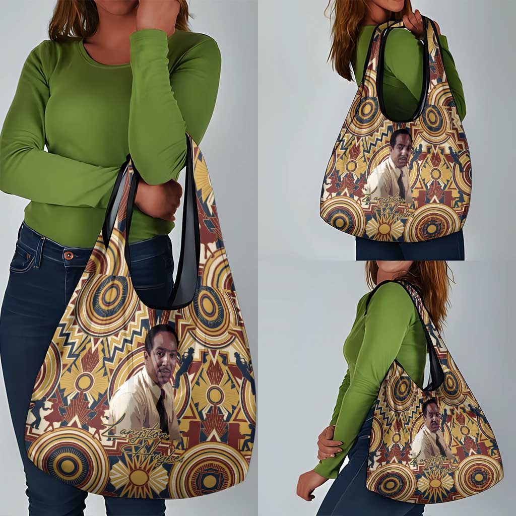 Langston Hughes Grocery Bag Vibrant Jazz Age Pattern - Typewriter and Silhouettes Celebration of Harlem Renaissance - Wonder Print Shop
