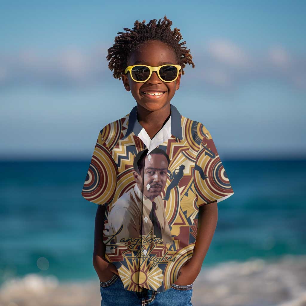 Langston Hughes Kid Hawaiian Shirt Vibrant Jazz Age Pattern - Typewriter and Silhouettes Celebration of Harlem Renaissance - Wonder Print Shop