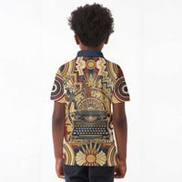 Langston Hughes Kid Polo Shirt Vibrant Jazz Age Pattern - Typewriter and Silhouettes Celebration of Harlem Renaissance - Wonder Print Shop