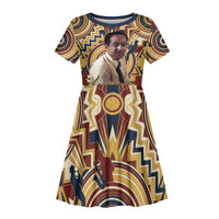 Langston Hughes Kid Short Sleeve Dress Vibrant Jazz Age Pattern - Typewriter and Silhouettes Celebration of Harlem Renaissance - Wonder Print Shop