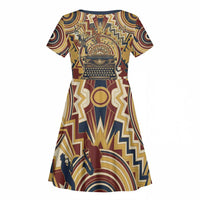 Langston Hughes Kid Short Sleeve Dress Vibrant Jazz Age Pattern - Typewriter and Silhouettes Celebration of Harlem Renaissance - Wonder Print Shop