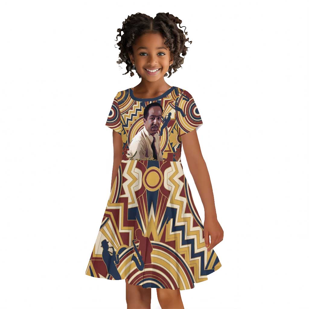 Langston Hughes Kid Short Sleeve Dress Vibrant Jazz Age Pattern - Typewriter and Silhouettes Celebration of Harlem Renaissance - Wonder Print Shop
