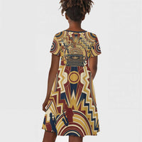 Langston Hughes Kid Short Sleeve Dress Vibrant Jazz Age Pattern - Typewriter and Silhouettes Celebration of Harlem Renaissance - Wonder Print Shop