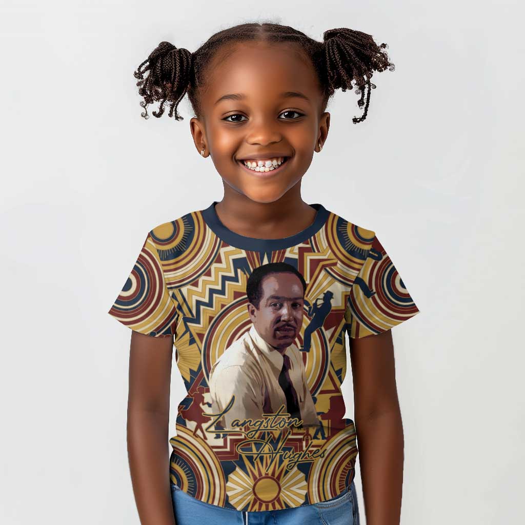 Langston Hughes Kid T shirt Vibrant Jazz Age Pattern - Typewriter and Silhouettes Celebration of Harlem Renaissance - Wonder Print Shop