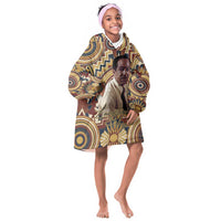 Langston Hughes Kid Wearable Blanket Hoodie Vibrant Jazz Age Pattern - Typewriter and Silhouettes Celebration of Harlem Renaissance - Wonder Print Shop