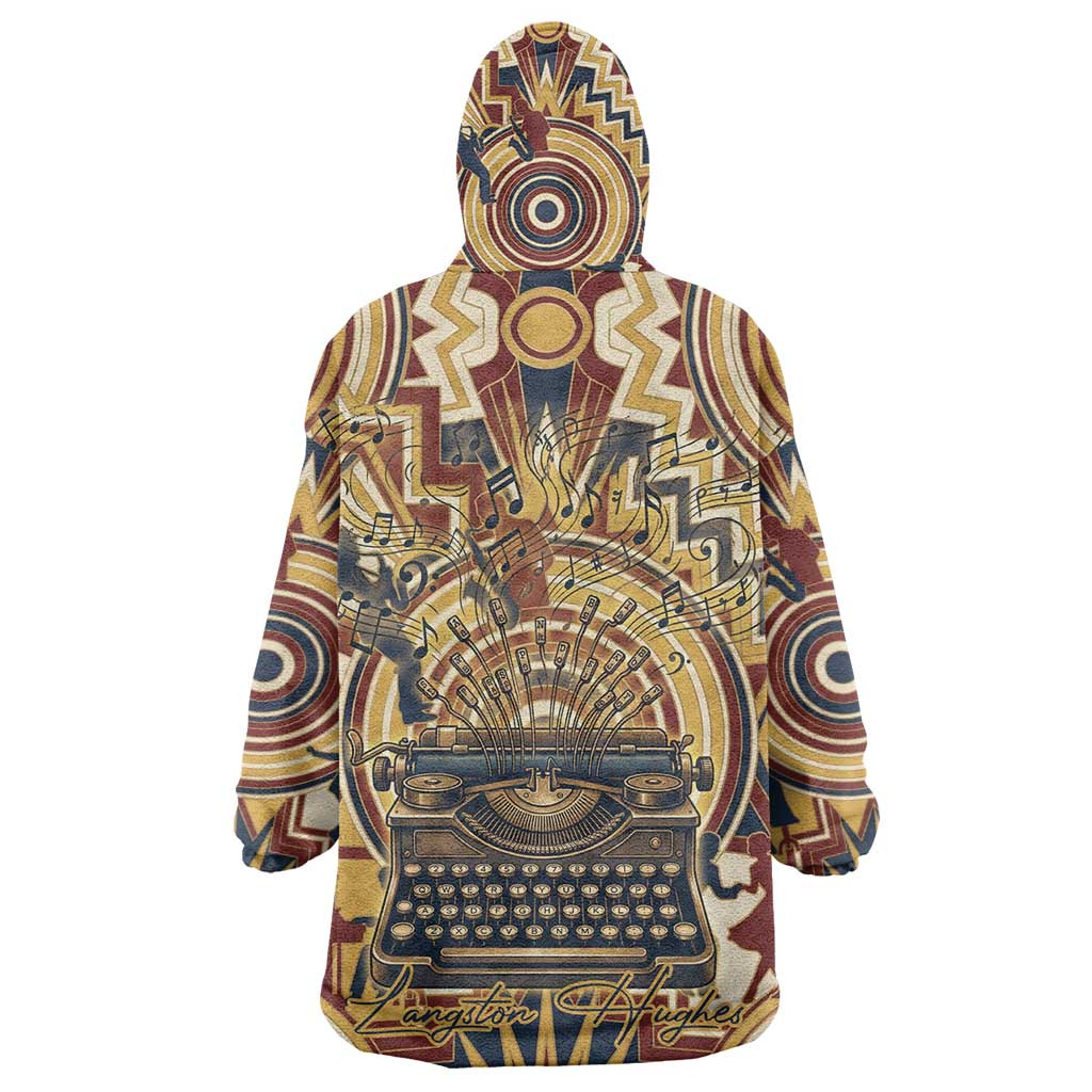 Langston Hughes Kid Wearable Blanket Hoodie Vibrant Jazz Age Pattern - Typewriter and Silhouettes Celebration of Harlem Renaissance - Wonder Print Shop