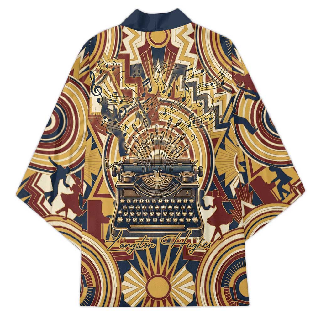 Langston Hughes Kimono Vibrant Jazz Age Pattern - Typewriter and Silhouettes Celebration of Harlem Renaissance - Wonder Print Shop