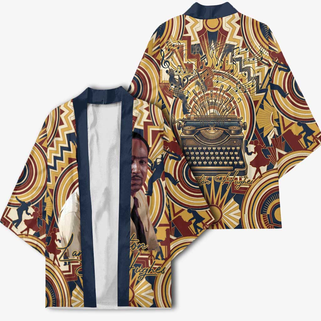Langston Hughes Kimono Vibrant Jazz Age Pattern - Typewriter and Silhouettes Celebration of Harlem Renaissance - Wonder Print Shop